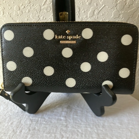 Kate Spade: Spencer Sunshine Dot Zip-around Wallet- 12 card slots-3 slip pockets - Picture 3 of 16